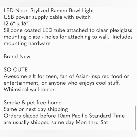 LED Neon Stylized Ramen Bowl Light